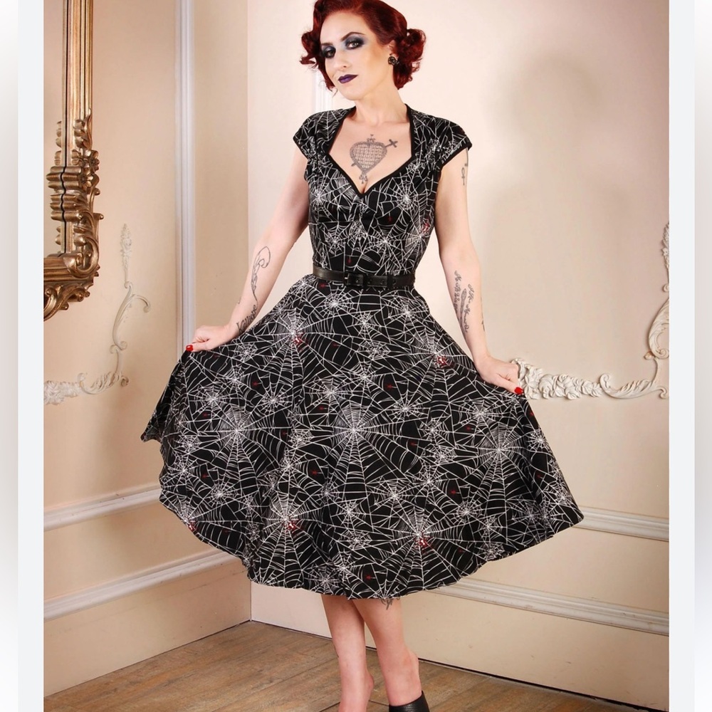 Pinup Girl Clothing Pinup Couture Heidi Dress. Spiderweb